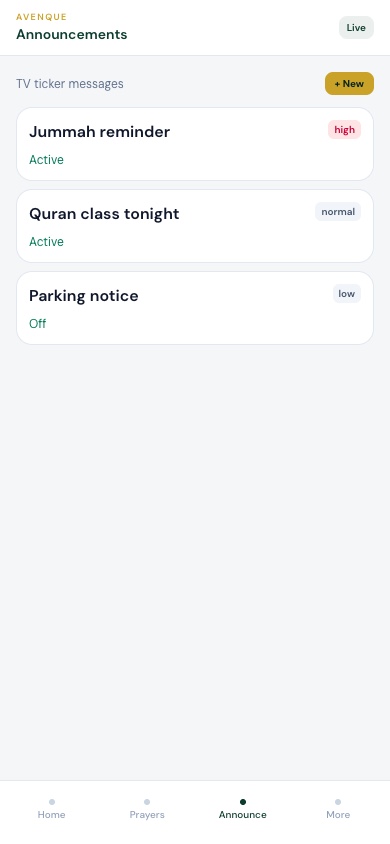 Masjid Admin — Announce