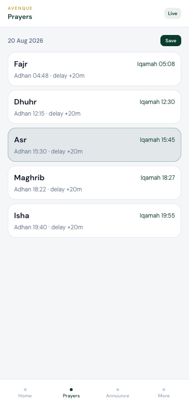 Masjid Admin — Prayers